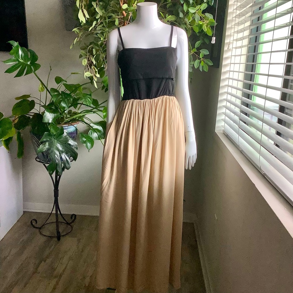 Elegant Black and Tan Maxi Dress